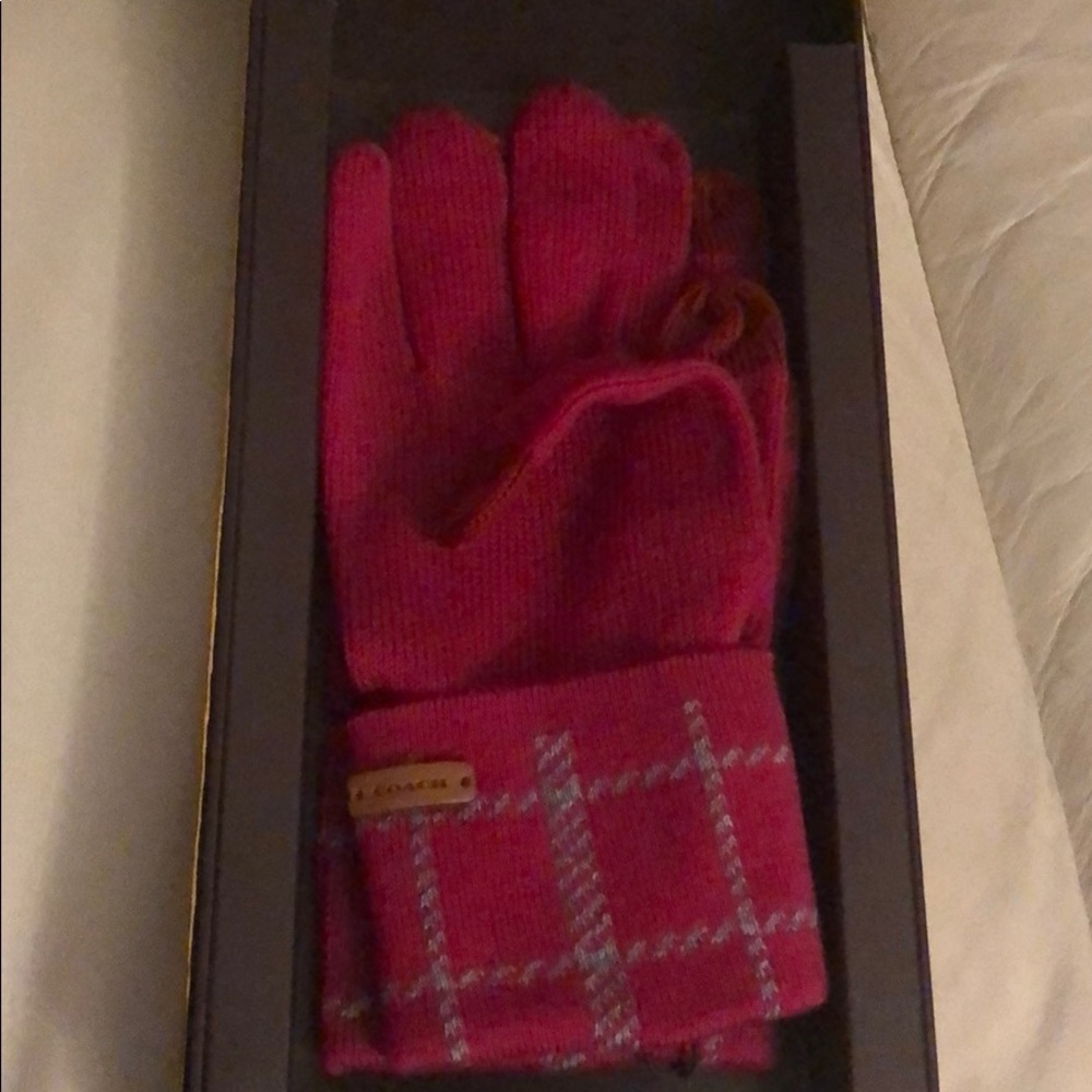Gloves by coach raspberry color
